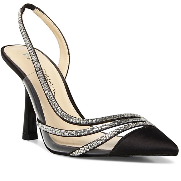 Betsey Johnson Dora Clear Slingback Black Dress Shoes Pointed Toe Pumps 7.5 - Picture 3 of 13